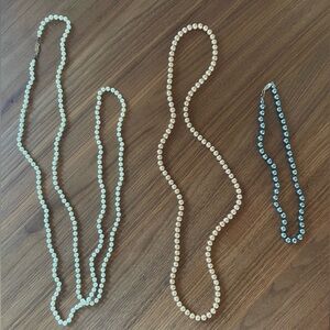 Stackable faux pearl necklace bundle